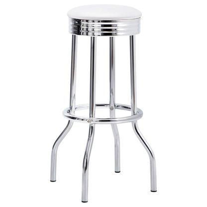 Midge - 3 Piece Round 1950S Bistro Pub Bar Table Set With Upholstery - White