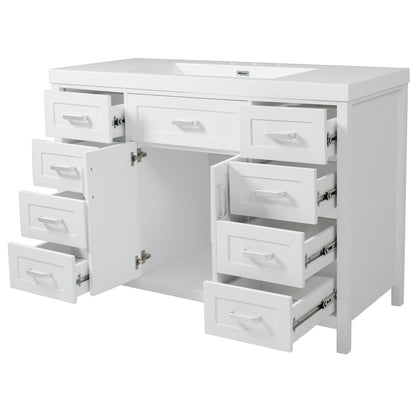 Bathroom Vanity With Sink, 2 Doors 8 Drawers, Soft Close System, Classic Design