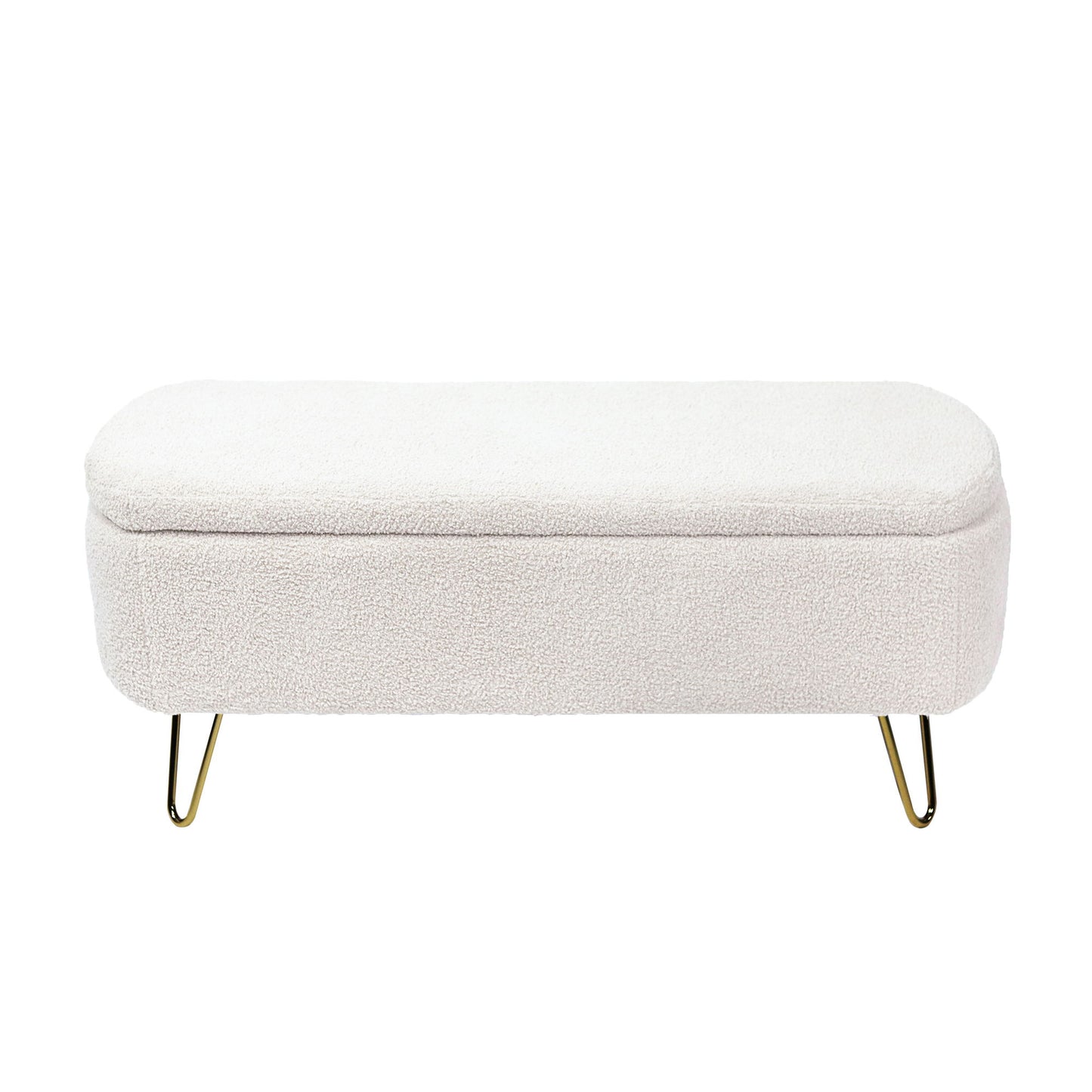 Storage Ottoman Bench For End Of Bed Legs, Modern Camel Faux Fur Entryway Bench Upholstered Padded With Storage For Living Room Bedroom