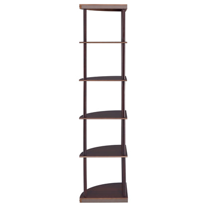 Corner Bookcase With 5 Shelves, Compact Design For Living Room - Cappuccino