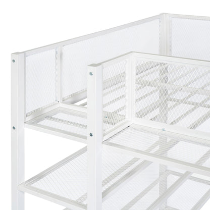Loft Bed With 4 Tier Shelves And Storage