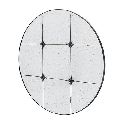 Traditional Decor Style Round Antique Glass Wall Mirror, Wall Decor For For Bathroom Entryway Console Lean Against Wall - Black