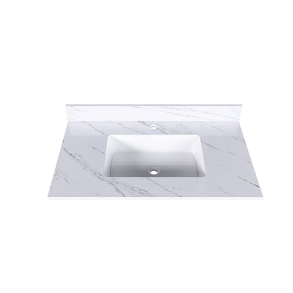 Bianco Carrara Venato Marble Vanity Top With Pre Drilled Faucet Hole And Undermount Sink