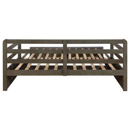 Twin Long 2 Drawer Daybed With Extendable Trundle, Storage Drawers, Fits Standard Mattress - Gray