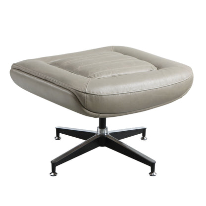 Piran - Twilight Top Grain Leather Accent Chair And Ottoman With Swivel - Gray