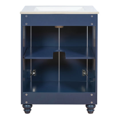 Bathroom Vanity With Ornate Elliptical Motif, Soft Close Hinges