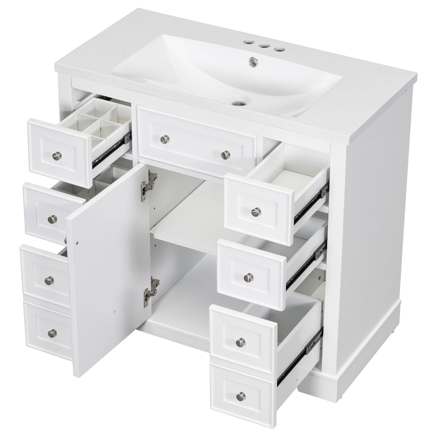 Modern Bathroom Vanity With Sink Combo, 6 Drawers And 1 Cabinet