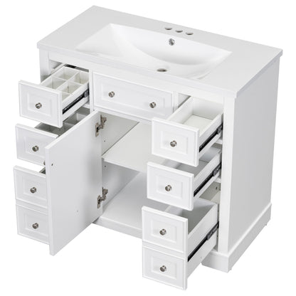 Modern Bathroom Vanity With Sink Combo, 6 Drawers And 1 Cabinet
