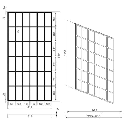 Frameless Fixed Shower Door, Open Entry Design