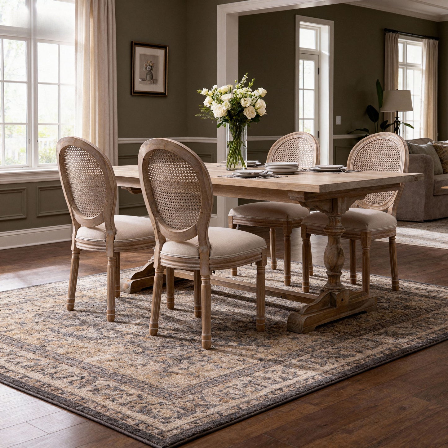 Dining Chairs, Upholstered With Round Back (Set of 2) - Beige