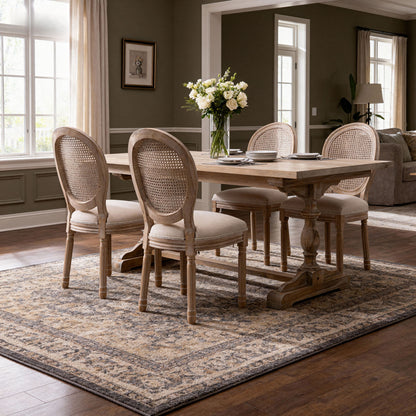 Dining Chairs, Upholstered With Round Back (Set of 2) - Beige
