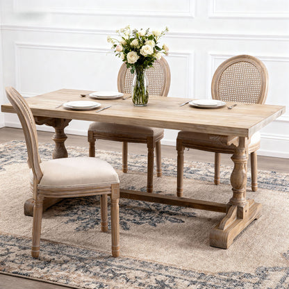 Dining Chairs, Upholstered With Round Back (Set of 2) - Beige