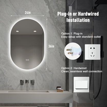Smart Wall Mounted LED Touch Screen Mirror With Anti-Fog Function And Adjustable Lighting