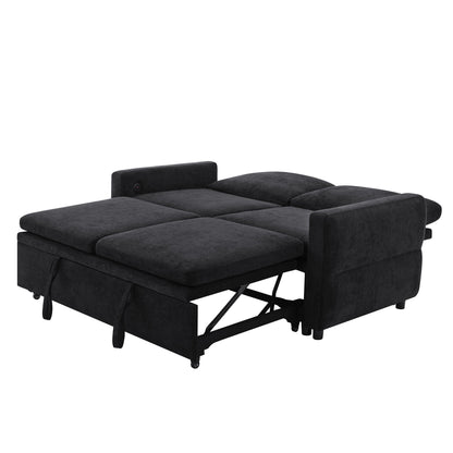 Convertible Sofa Bed Loveseat With Adjustable Backrest And USB Ports