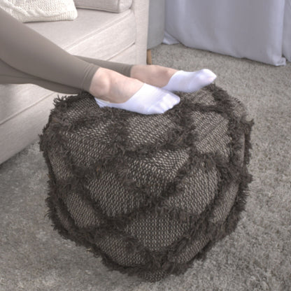 Jumanji - Handcrafted Wool And Cotton Pouf - Brown