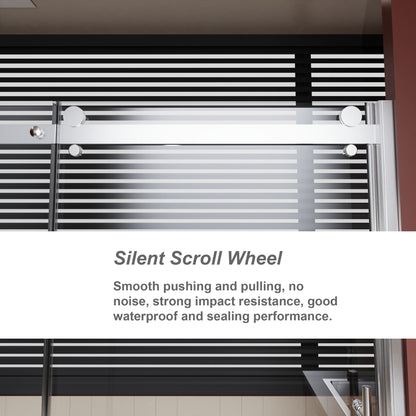 Frameless Shower Door Single Sliding, Adjustable Zinc Roller Rail - Chrome