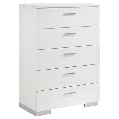 August - 6 Piece Queen Panel Bedroom Set With LED Lighting - White