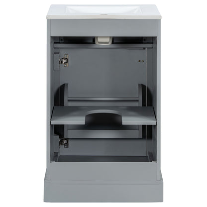Elegant Bathroom Vanity With Ceramic Sink, Soft Close Door, Adjustable Shelf