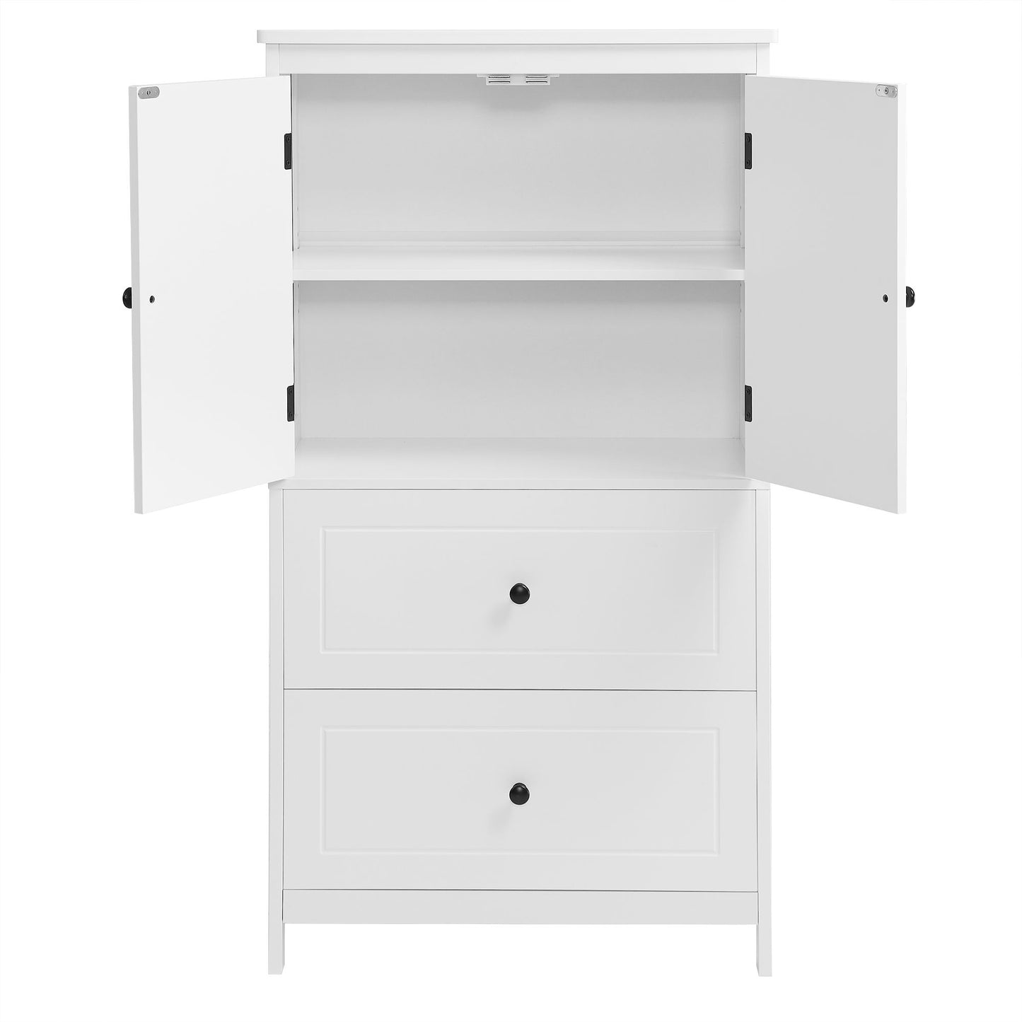 Bathroom Storage Cabinet With 2 Doors And Drawers, Adjustable Shelf