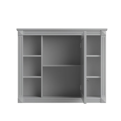 Wall Mounted Bathroom Storage Cabinet With Mirror, Cabinet With 6 Open Shelves And Adjustable Interior