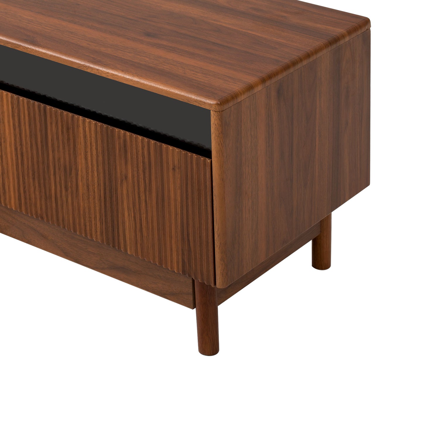 TV Stand, Entertainment Center With Fluted Drawers For Living Room - Walnut