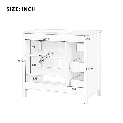 Bathroom Vanity With Sink Top, Bathroom Vanity Cabinet With 2 Doors And 2 Drawers, Open Shelf