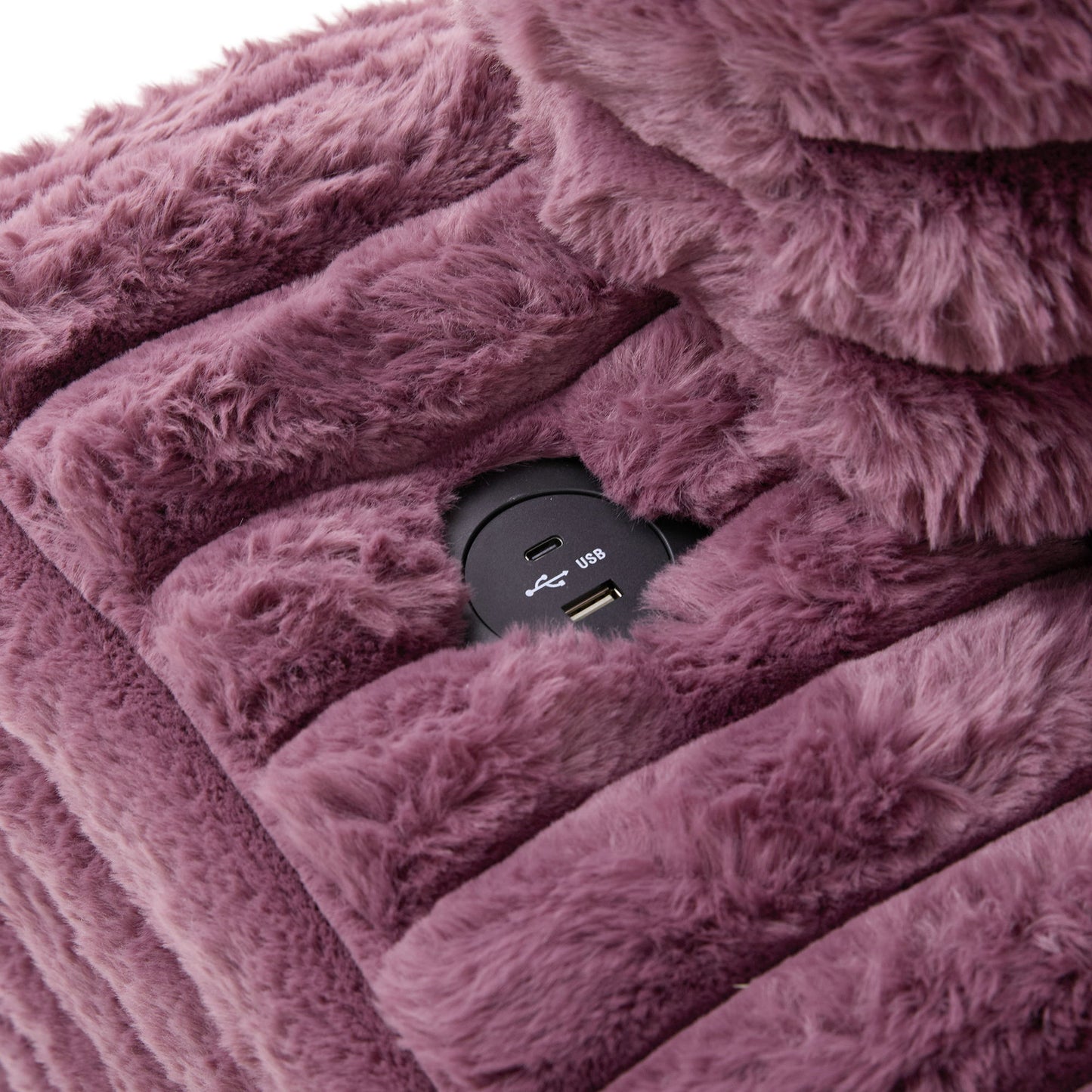 Oversized Double Chaise Lounge Sofa With USB Ports And Cup Holders