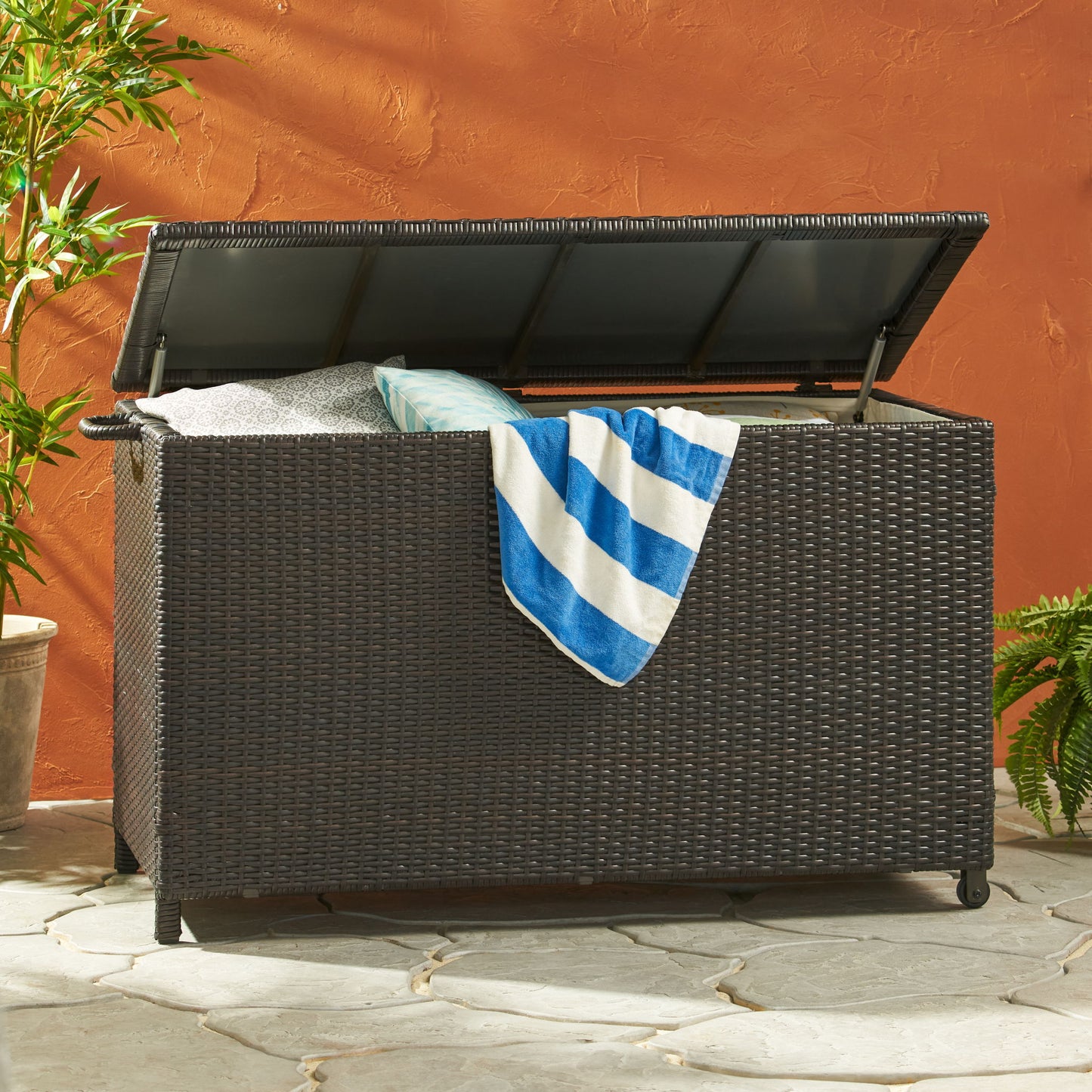Blake - Wicker Cushion Box - Brown Multi