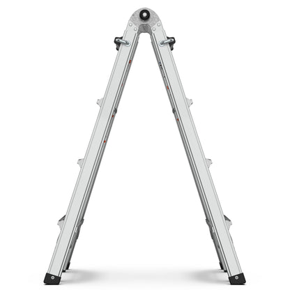 Multi-Position Foldable Aluminum Ladder, A-Frame And Straight Ladder, Ansi 250Lbs - Gray