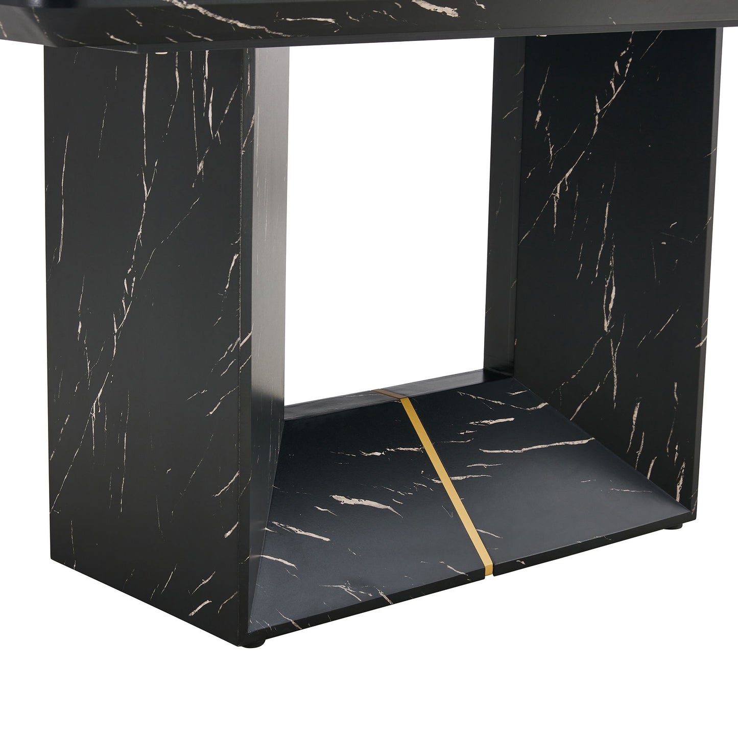 Modern Dining Table With Marbled Design For Luxurious Elegance - Black