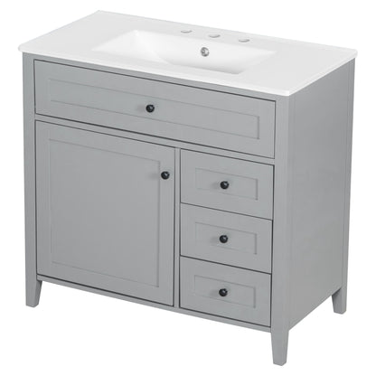 Bathroom Vanity With Sink, Cabinet With 3 Drawers And Adjustable Shelf