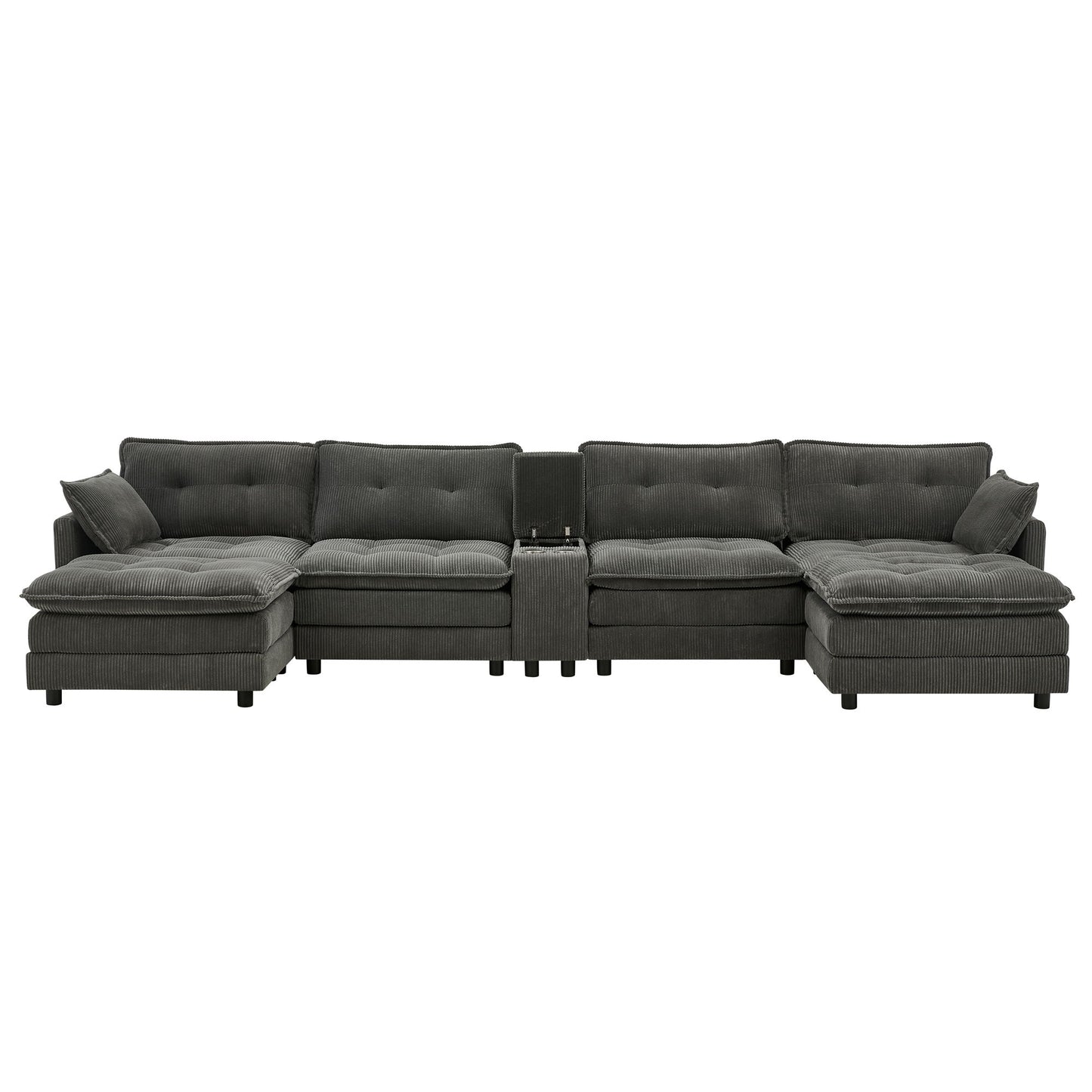 Oversized Modular Sectional Sofa With Multi Functional Console