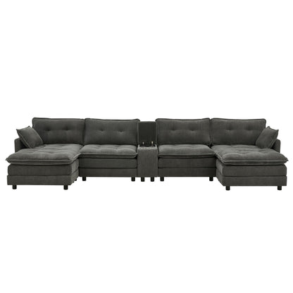 Oversized Modular Sectional Sofa With Multi Functional Console