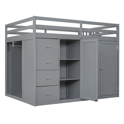 Loft Bed With Built In Wardrobes, Cabinets And Drawers
