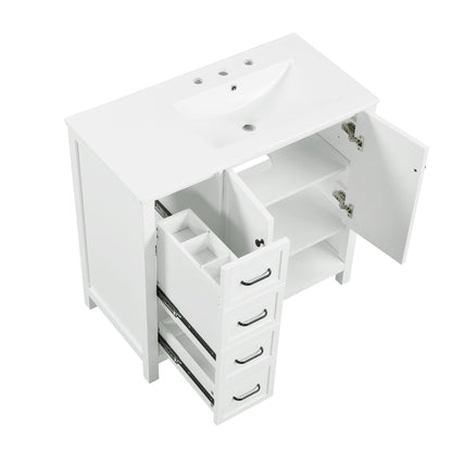Bathroom Vanity With Sink Top, Bathroom Vanity Cabinet With 2 Doors And 2 Drawers, Open Shelf