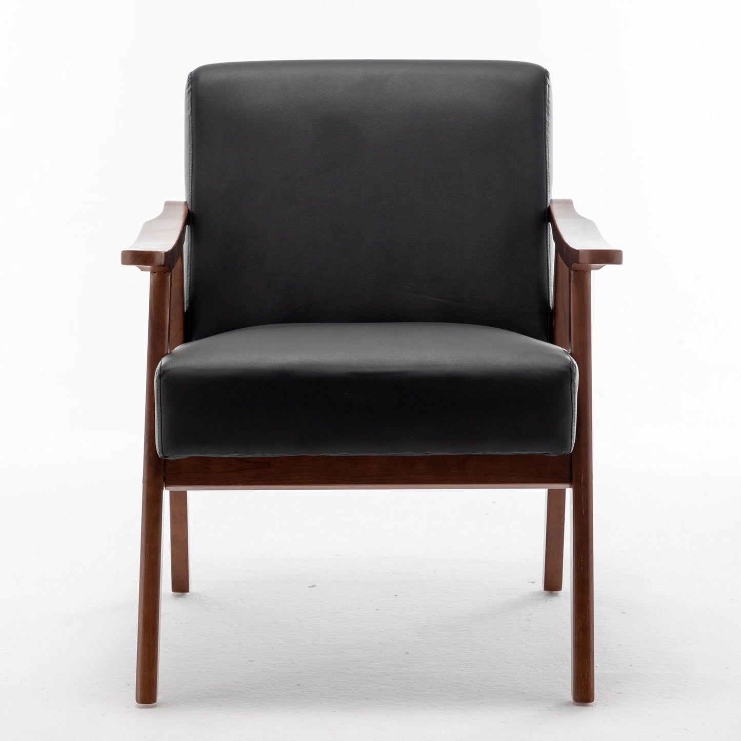 Mid Century Modern Accent Chair With Solid Wood Frame And Extra Thick Backrest