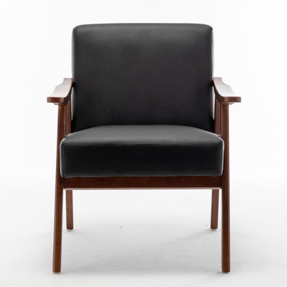 Mid Century Modern Accent Chair With Solid Wood Frame And Extra Thick Backrest