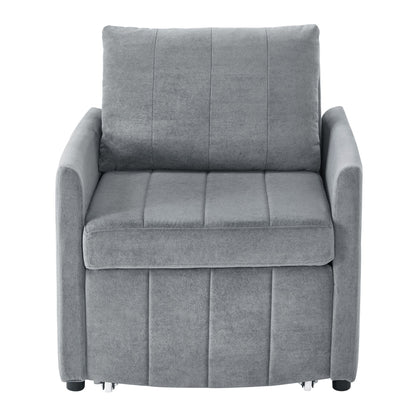 Upholstered Convertible Sleeper Sofa With 5 Position Backrest, Side Pockets, Storage