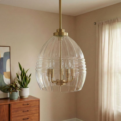 Zen - 5 Pendant Chain Hanging Light - Clear / Gold