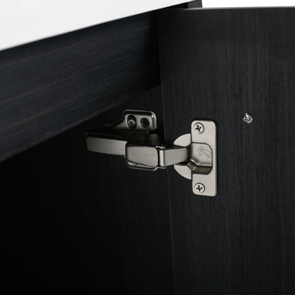Modern Wall Mounted Bathroom Vanity With Thick Edge Resin Sink And Storage Rack