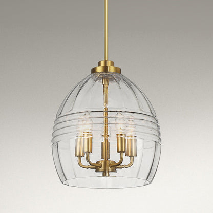 Zen - 5 Pendant Chain Hanging Light - Clear / Gold