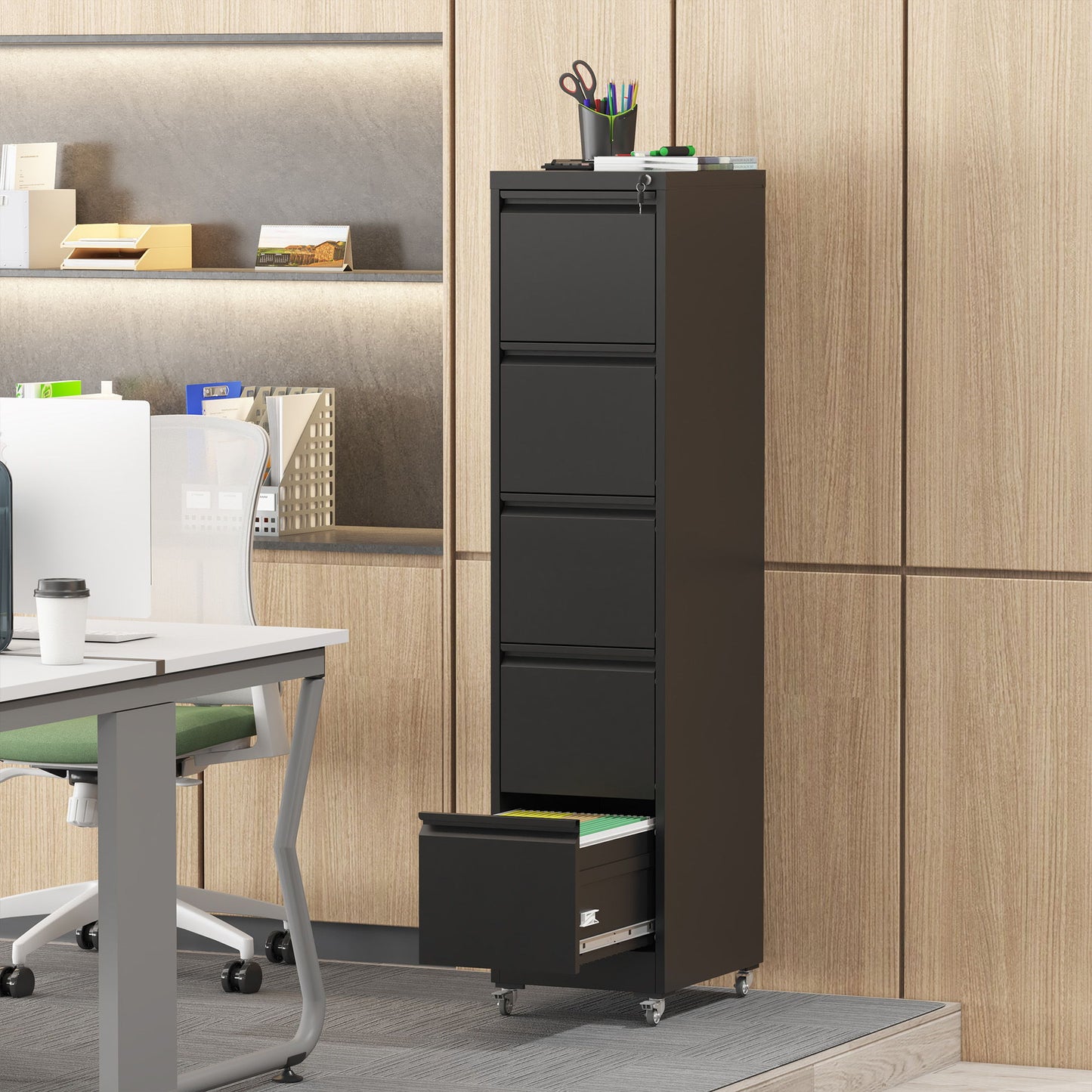 Drawer Metal Locking Vertical File Cabinet With Wheels Heavy Duty Lockable Storage