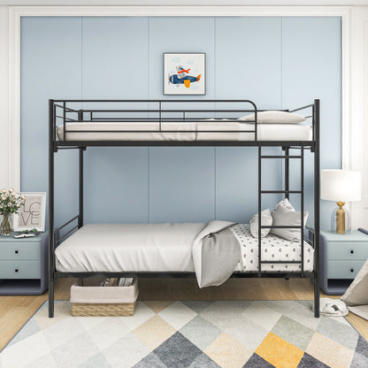 Space Saving Bunk Bed With Metal Frame And Ladder