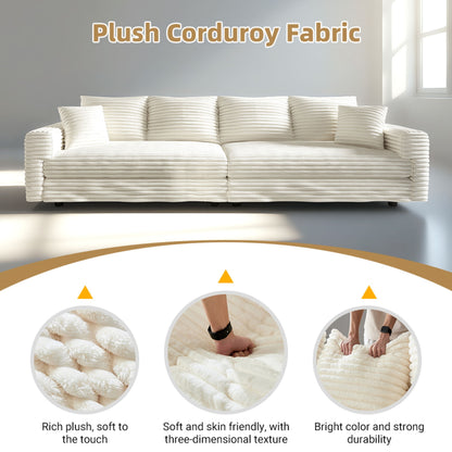 4 Seat Sofa With Soft Pillows And Movable Ottoman