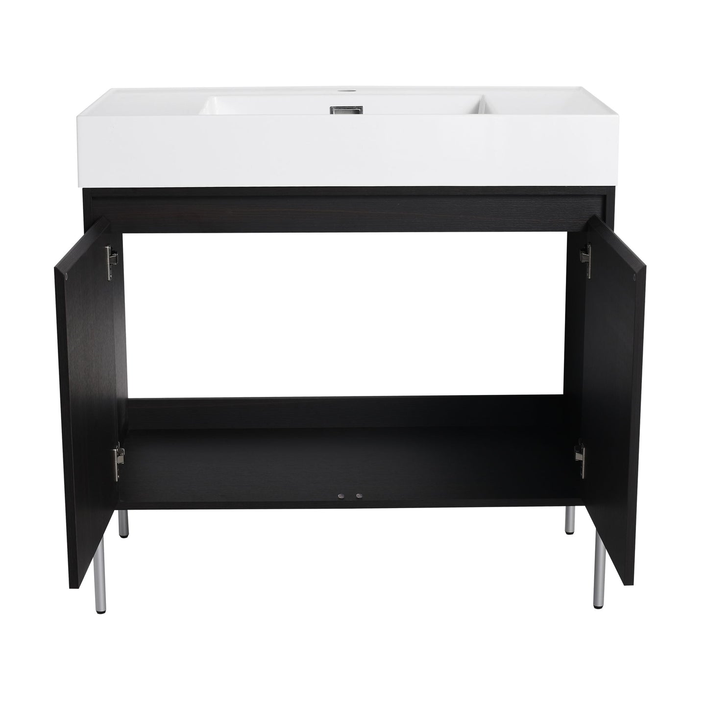 Freestanding Bathroom Vanity With Resin Sink And Storage Cabinet