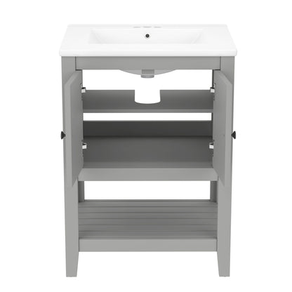 Modern Bathroom Vanity With Sink And Open Shelf