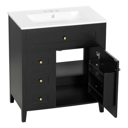 Bathroom Vanity With Sink, 3 Drawers And Adjustable Shelf, Freestanding Storage Unit