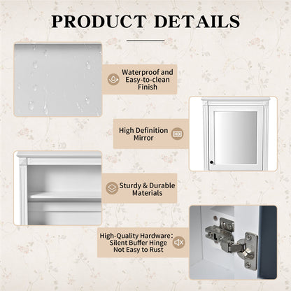 Wall Mounted Bathroom Storage Cabinet With Mirror, Medicine Cabinet With Height Adjustable Shelf