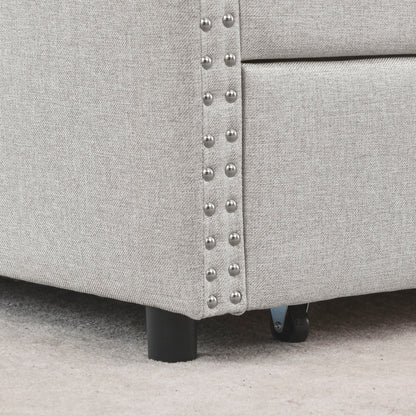 Upholstered Tufted Daybed With Drawers, Waved Arms
