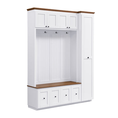 Entryway Hall Tree With Storage Bench, Coat Rack Shoe Bench With Cabinets